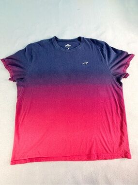 Hollister Ombre Navy to Pink Short Sleeve Tee